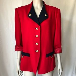 Preowned Kasper Red, navy and gold blazer